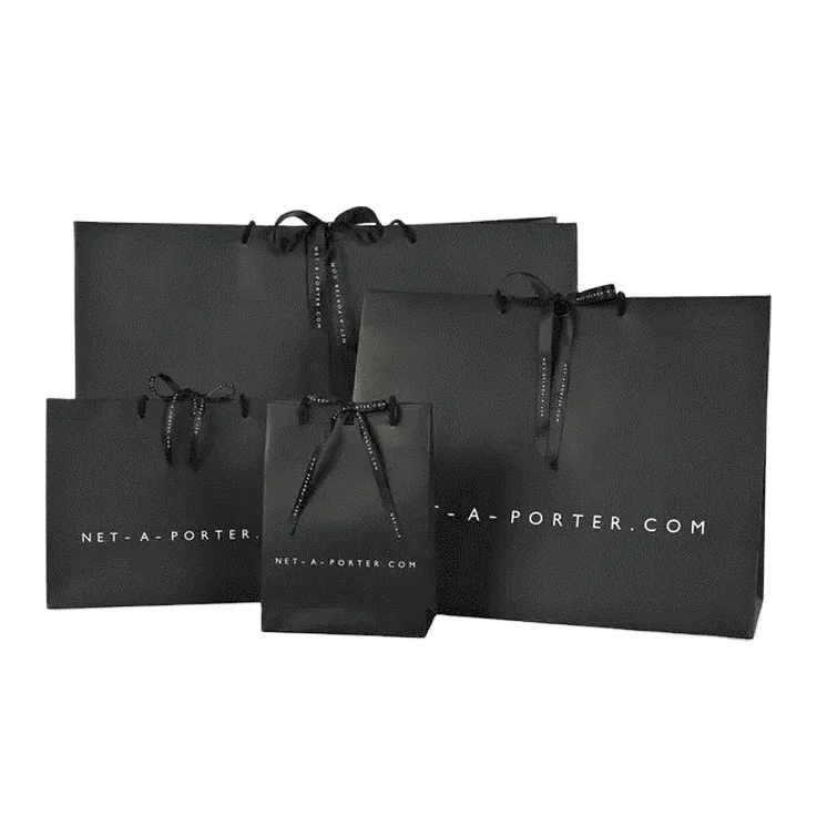 Custom Logo Large Cardboard Shopping Bags Small Jewelry Matt Black Shopping Paper Gift Bag With Handle