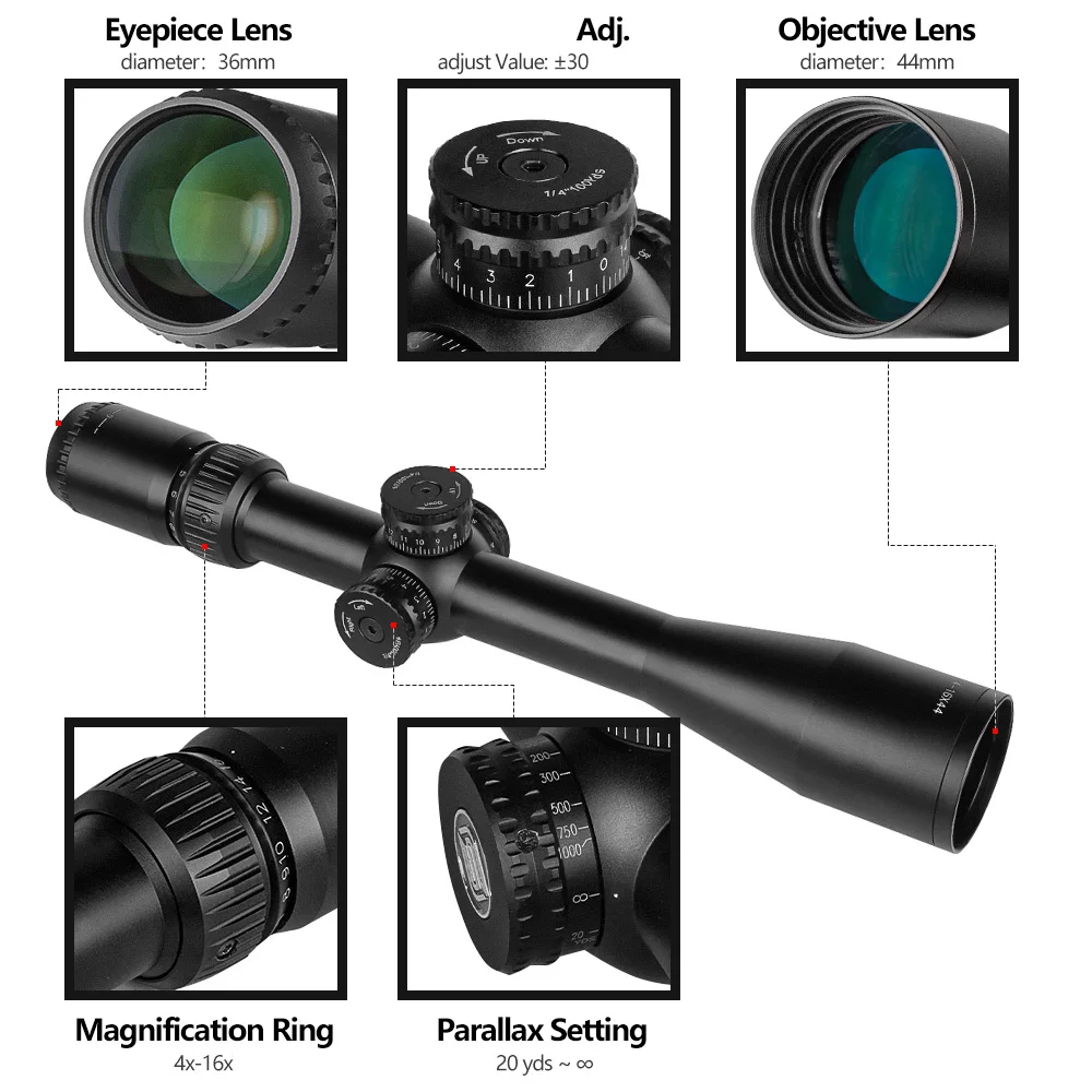 SPINA OPTICS Высококачественный тактический оптический прицел 4-16x44 охотничьи прицелы дальнего действия