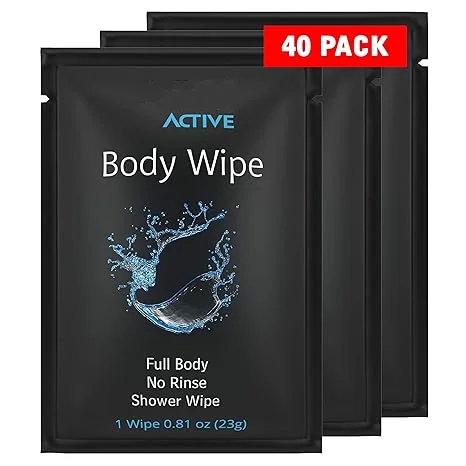 Single Pack No Rinse Whole Body Shower Wipes Alcohol Free Cleansing Organic Body Wipes with Aloe