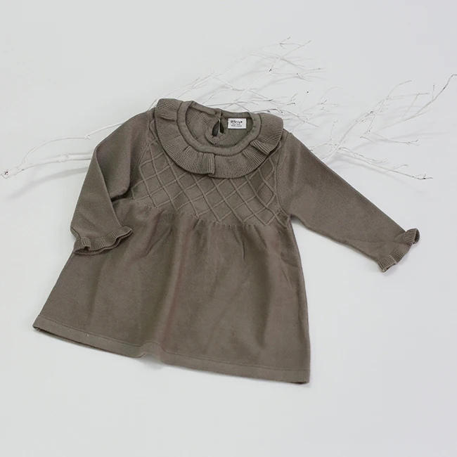 Autumn and winter baby wool knitted long-sleeved dress warm woolen dress