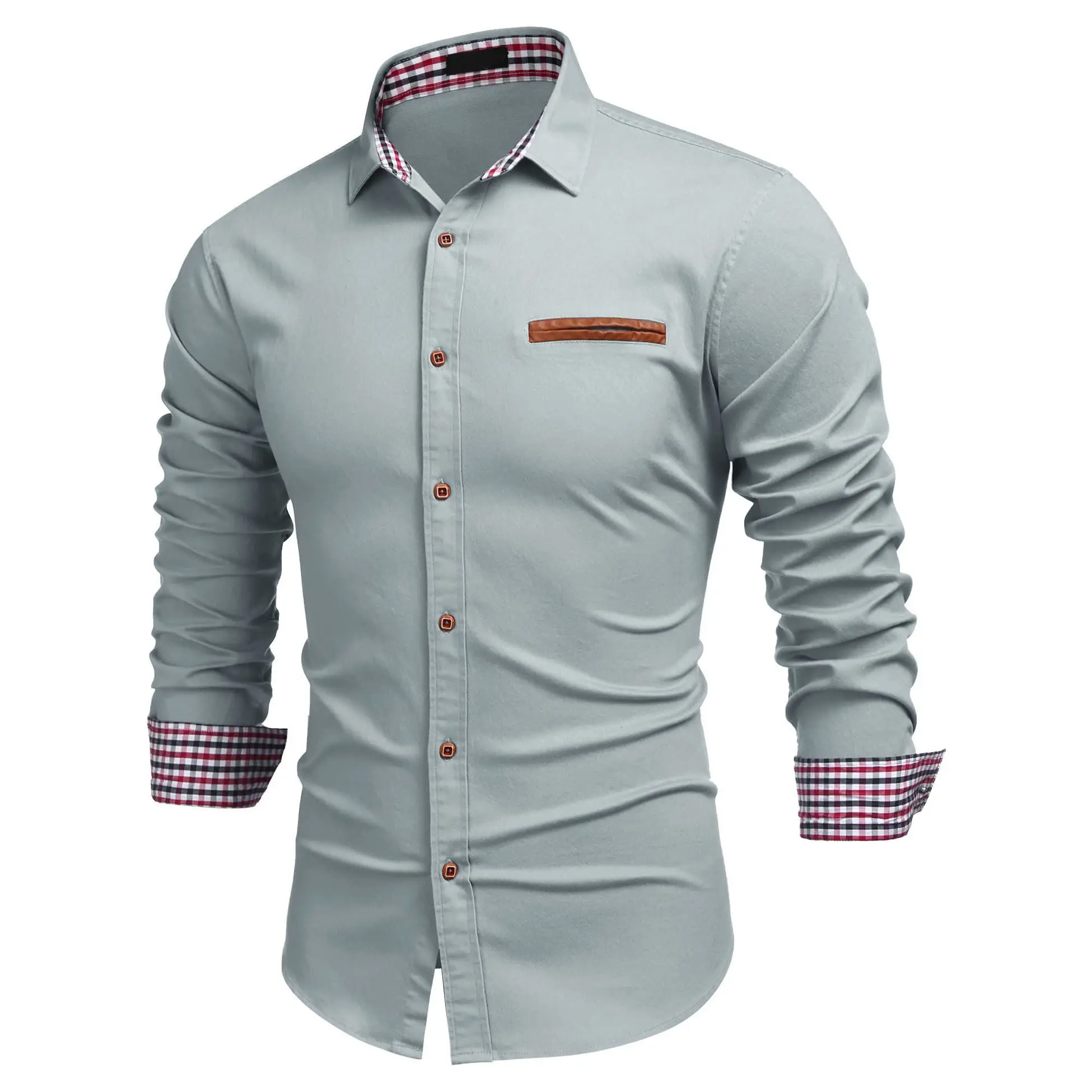 Bulk Wholesale men dress shirts manufacturers uniform shirts mens long sleeve Business Formal Dress Shirts solid color dyed