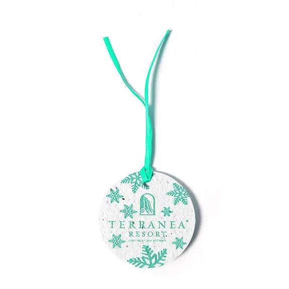 2023 Eco friendly 100% handmade plantable seed paper ornaments hangtag with string