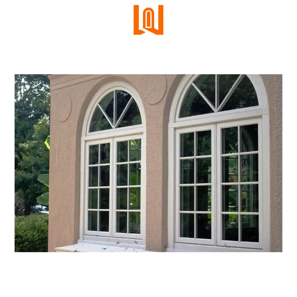 French Style Modern PVC Arch Windows Vinyl Casement Window Round Double Glazed Windows