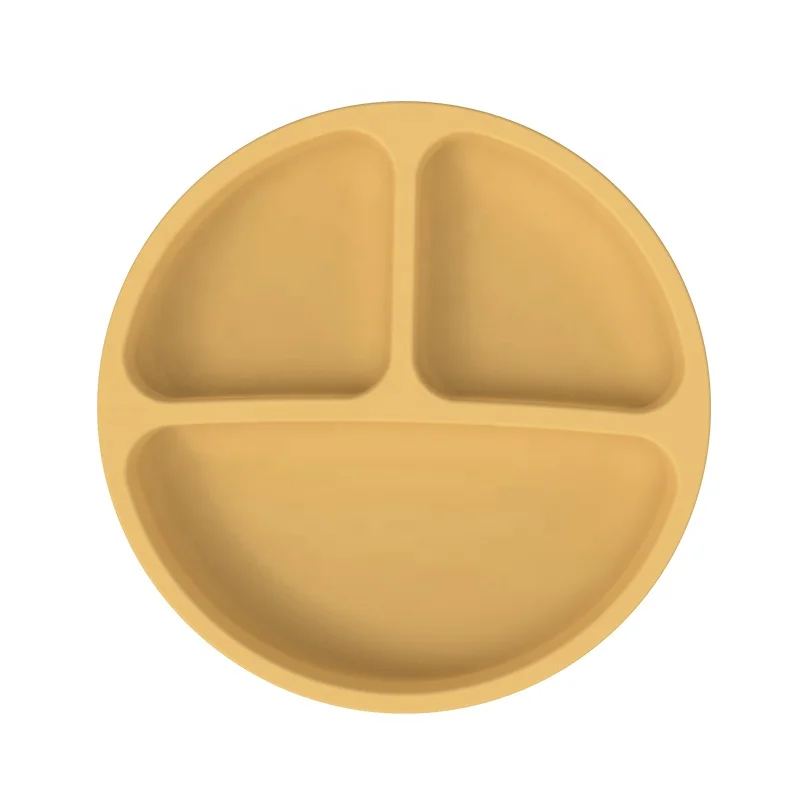 Wellfine Customized Food Grade Silicone Divided Kids Dishes Toddler Feeding Plate Silicone Baby Plate
