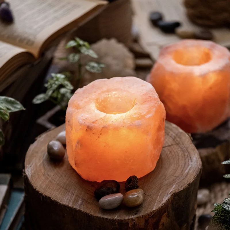 Wholesale Handmade Himalaya Salt Stone Lamp Candle Holder for Home Decor