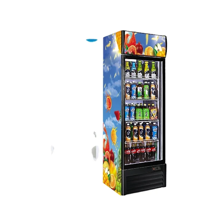 358L single door double layer glass upright vertical showcase