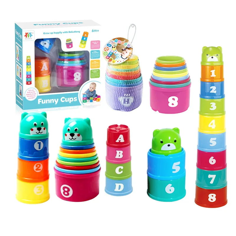 Wholesale Duck Toys Educational plastic cup-stacking toy Stacking Numbers and Letters Cups stacking cups toys