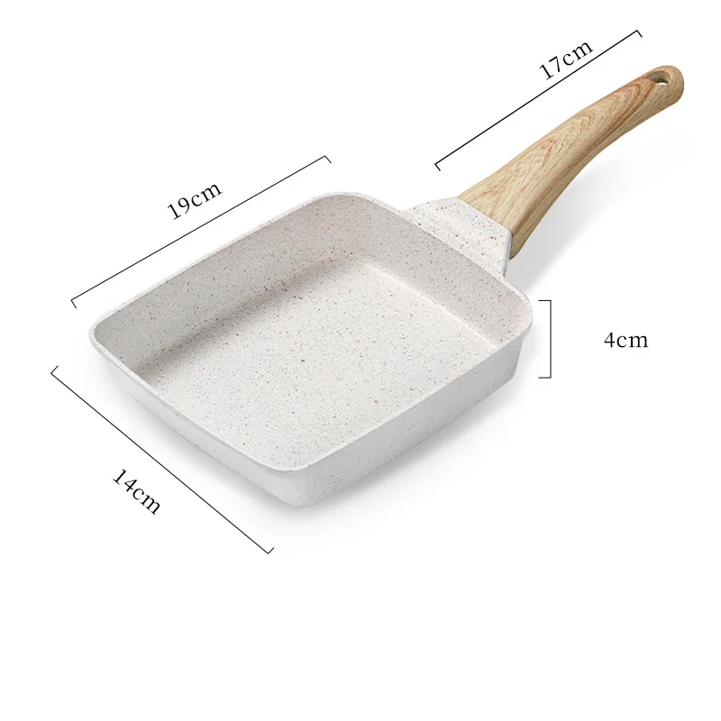 Wholesale Cast Iron Square White/Black Pan Cookware Sets Small Dots Frying