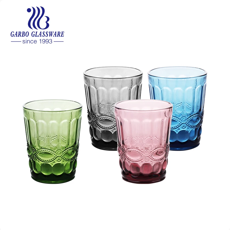 Multi coloured cheap 295 ml Hot Sale Custom Drinking Solid Color Glassware Colored Glass Cup for water juice beer Beverage