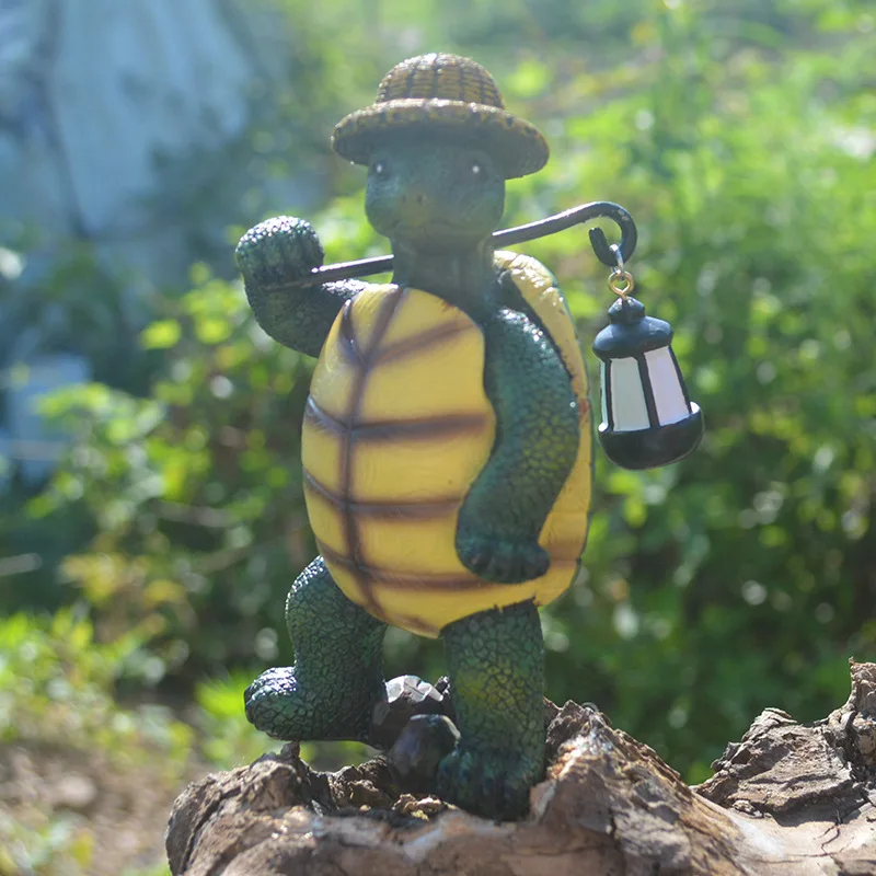 High demand import Outdoor Style Tide Handicraft Garden Go Turtle with Lantern resin statue