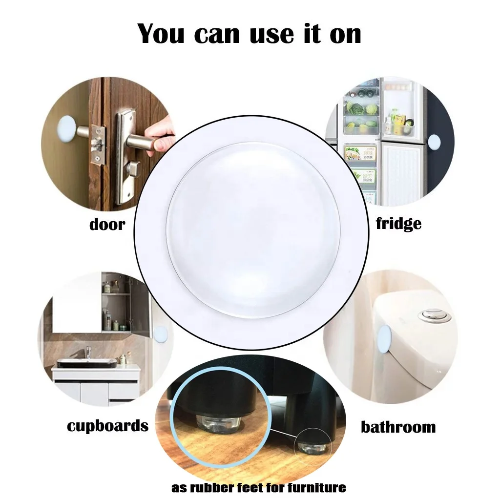 Hot Selling Self Adhesive Quiet Reusable Shock Absorbent Gel Door Stopper Door Handle Silencer and Wall Protection Solution