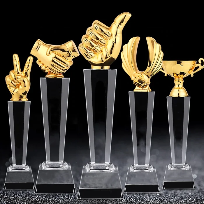 S size/Customized crystal resin and matel gold foil awad crystal trophy