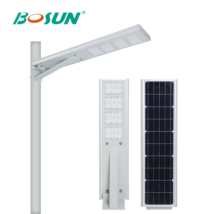 BOSUN Outdoor ip65 waterproof Hight Lumen solar led street lamp light 50w 60watt 80w solar led street light