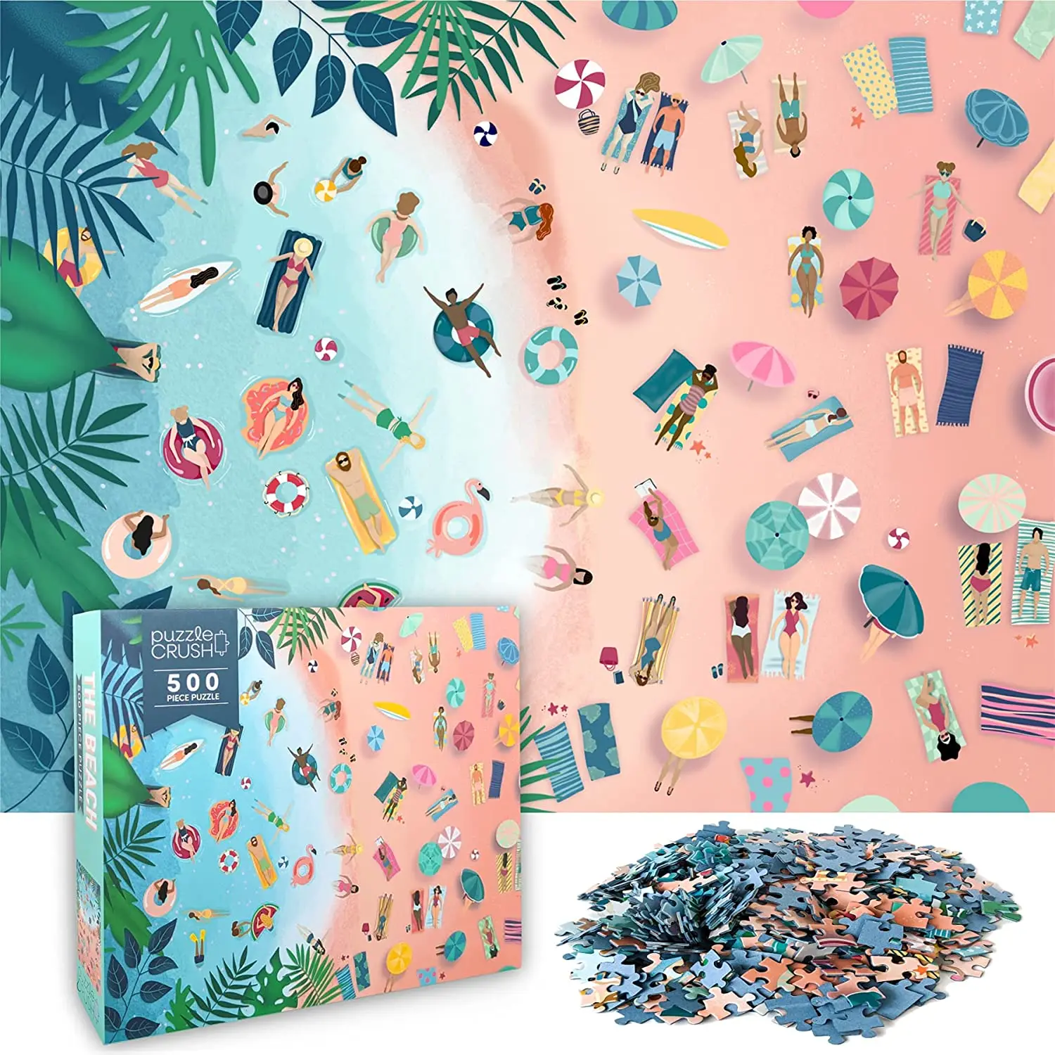 Jigsaw Puzzles 500 Pieces Day at The Beach - Beautiful Artistic Tropical Jigsaw Puzzles for Adults Teens