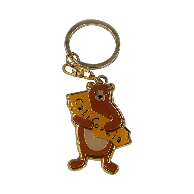 Custom city California couple bear enamel keychain custom metal keychain with epoxy for travel promotion