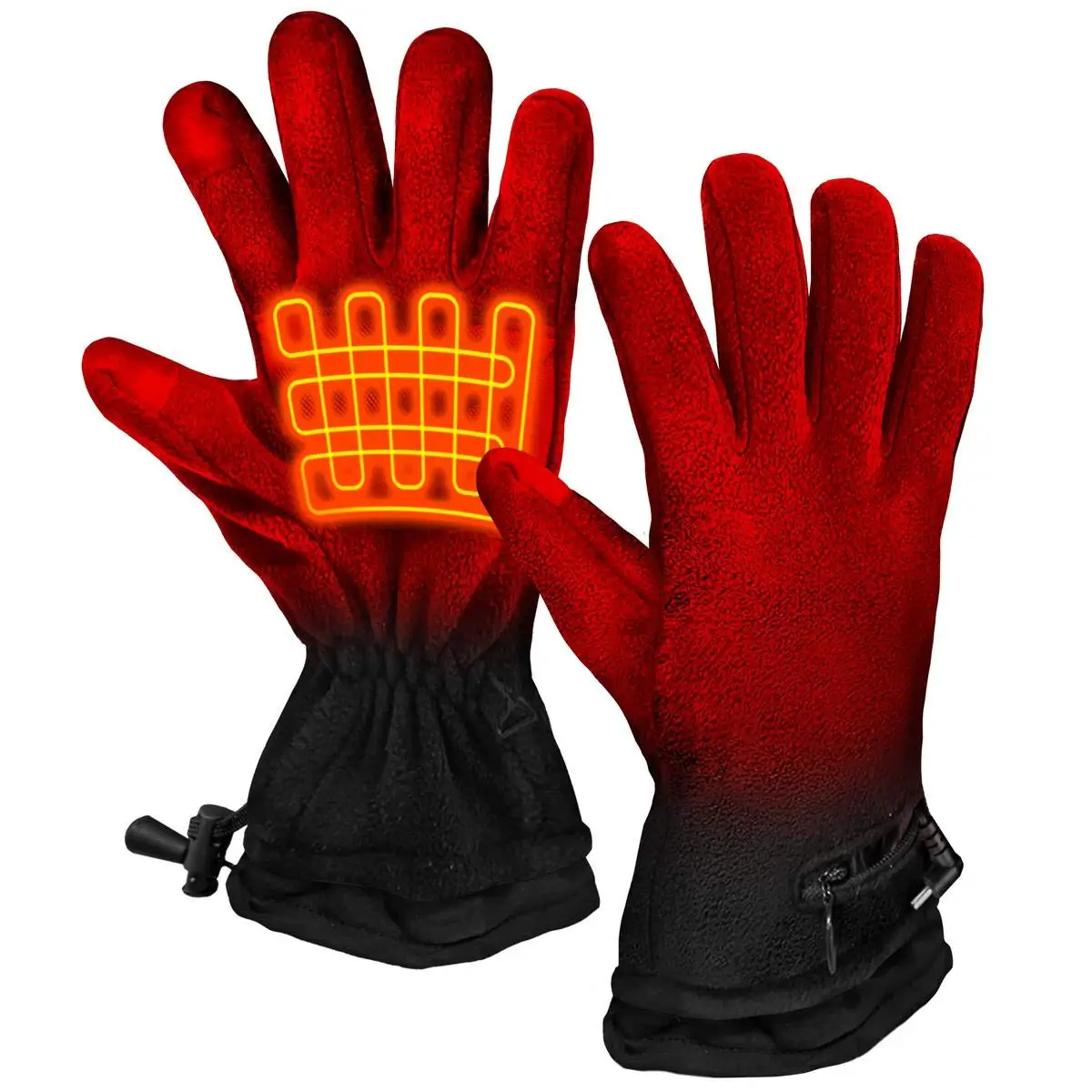 Electric Hand Warming Fleece Gloves Snow Sports Thermal Heat Gloves With Battery//