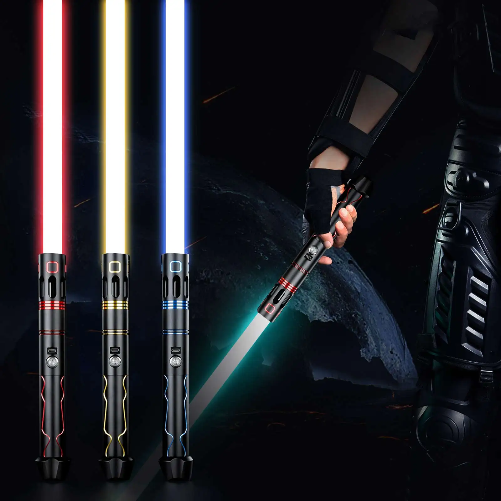 Neopixel Lightsaber Blaster Ghost Saber Lightsaber Official Website Unisex 14 Years & up 4-8hours with USB Charging Cable CN;GUA
