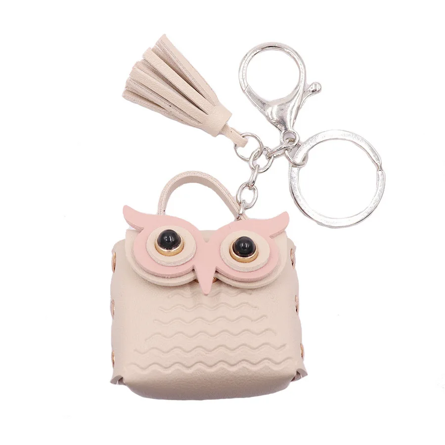 PU leather Owl change bag Keychain Cute earphone pendant backpack wholesale
