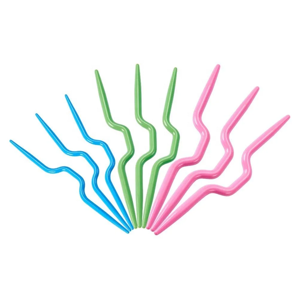 3 Sizes ABS Plastic Knit Cable Stitch Knitting Needles Smooth Stitch Cable Needle