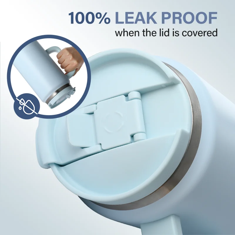 ODM 64oz Eco-friendly Sports Food Grade Stainless Steel Vacuum Insulated Coffee Tumbler Travel Mug with straw and handle and lid