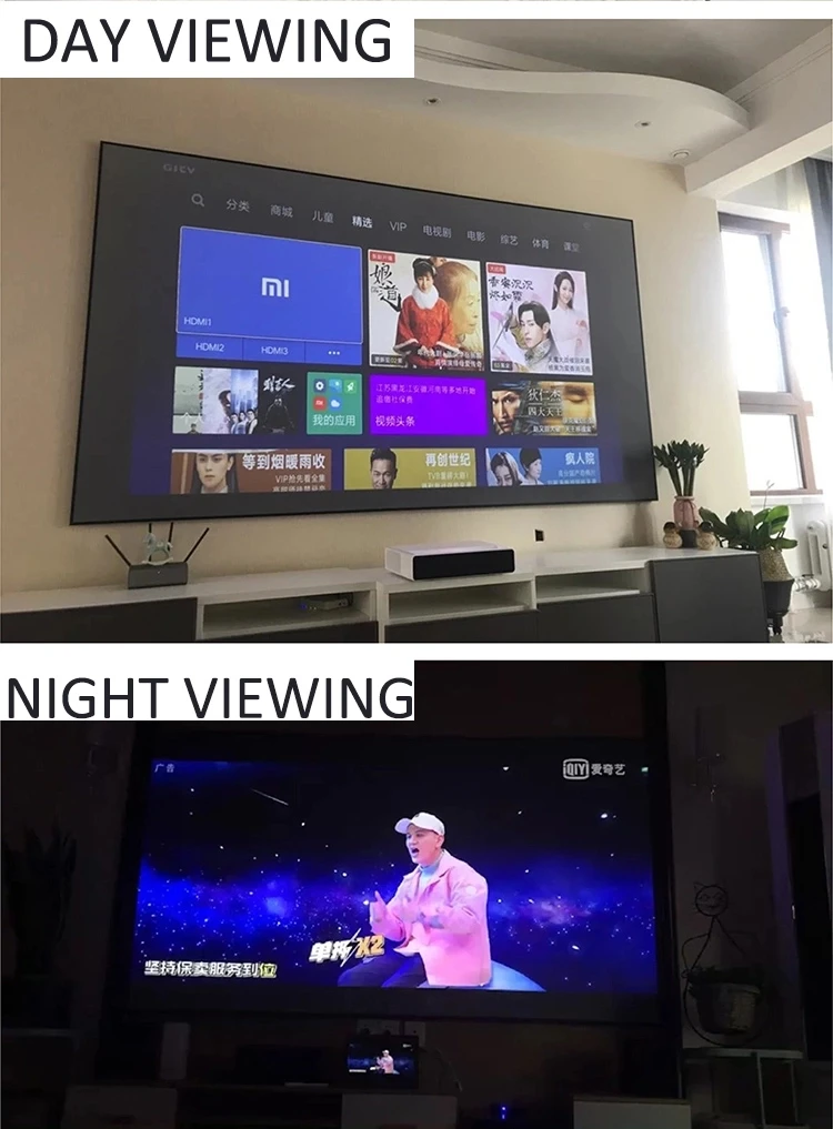 120inch Ambient light zero edges frame UST projector fixed frame ALR projector screen