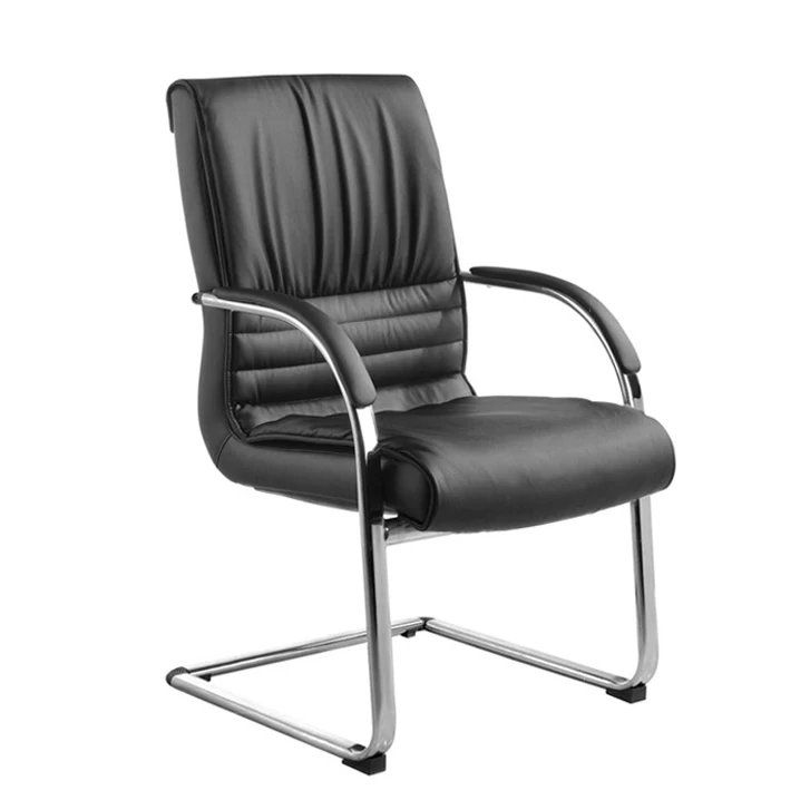 Cheap Low Price Comfortable Leather Guest Office Chair With Aluminum Armrests