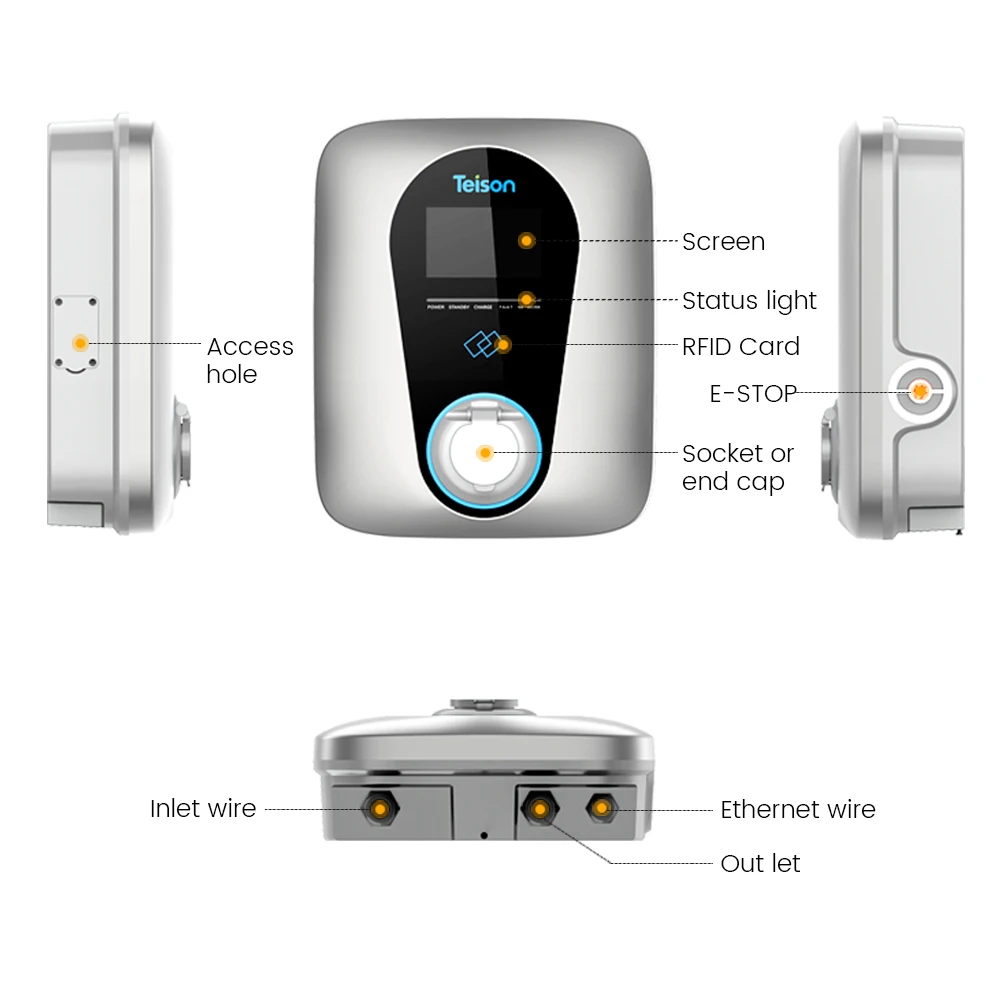  Заводская зарядная станция Teison для электромобилей smart charge OCPP 1.6J type 1 sae j1772