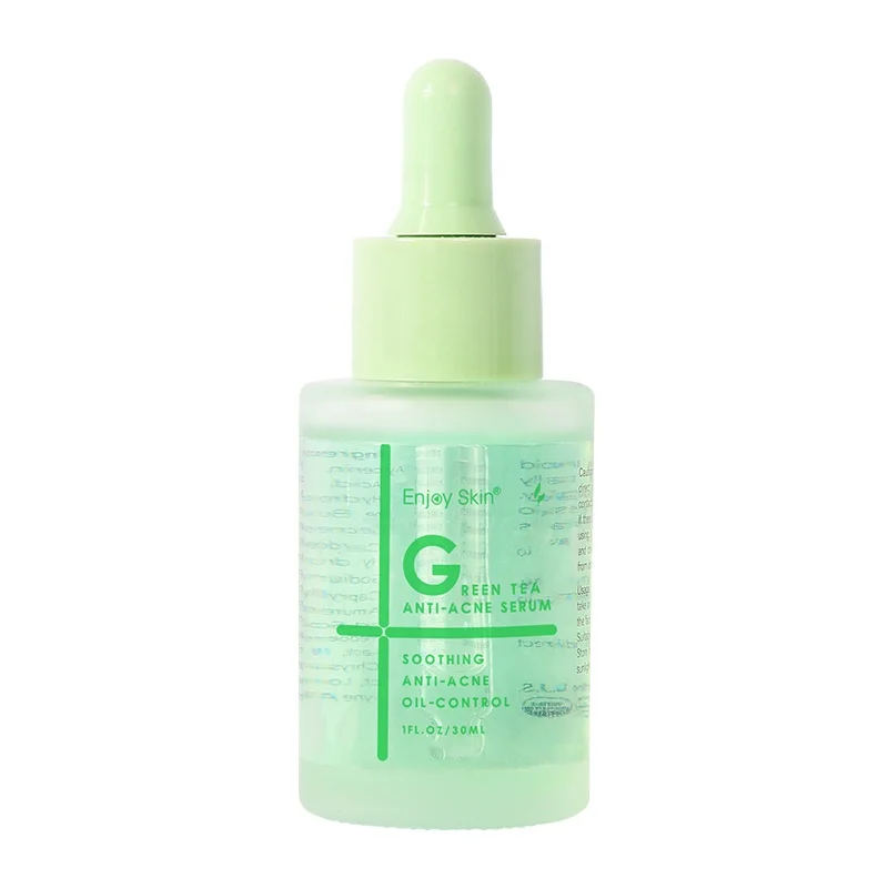 Organic Green Tea Face Serum Facial Oil Control Anti-acne Beauty Essence 30ml Customize Private Label Smooth Skin Oil Skin