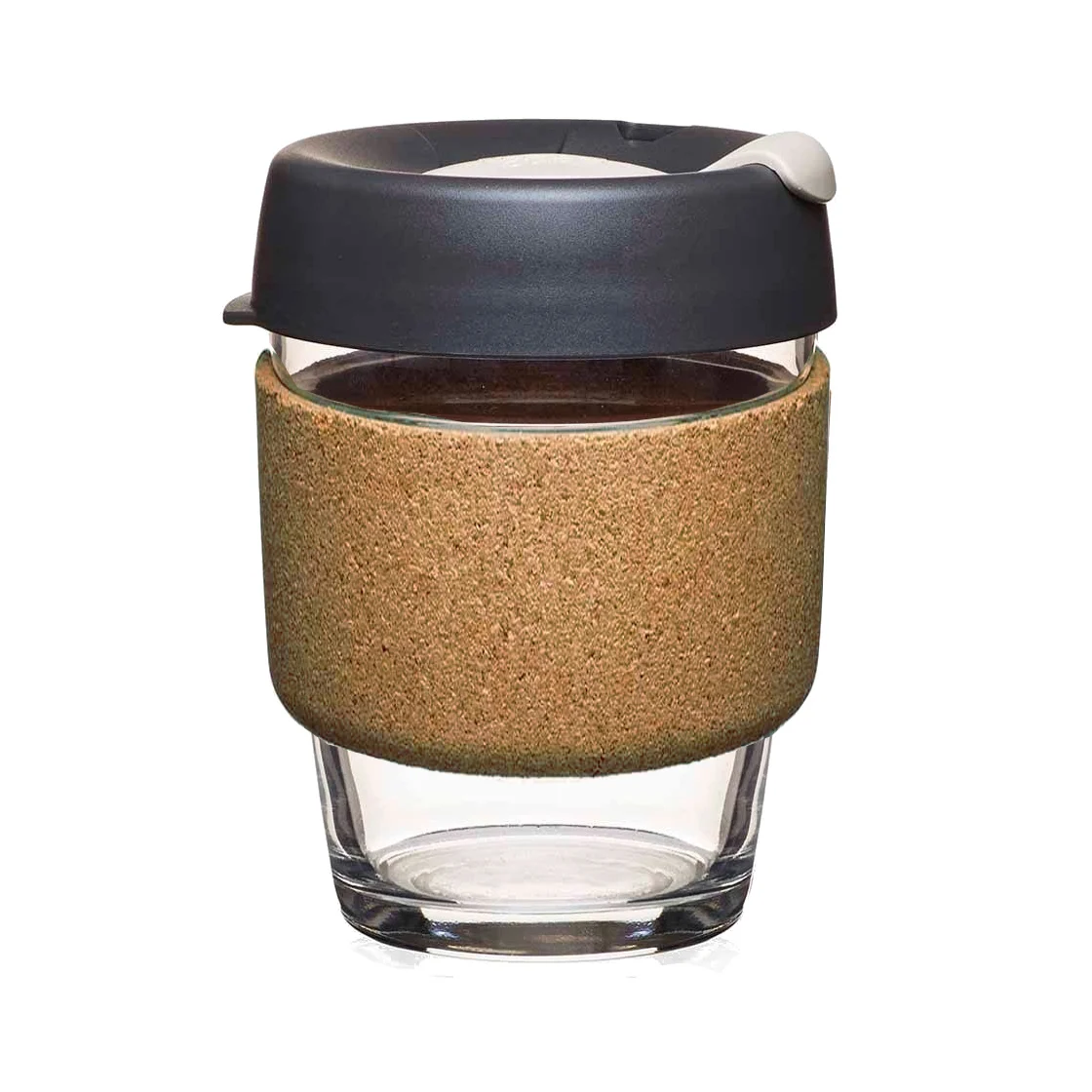 
XSY 12oz Heat Insulation Glass Cup Coffee Mug With Silicone Lid and Cork Sleeve 