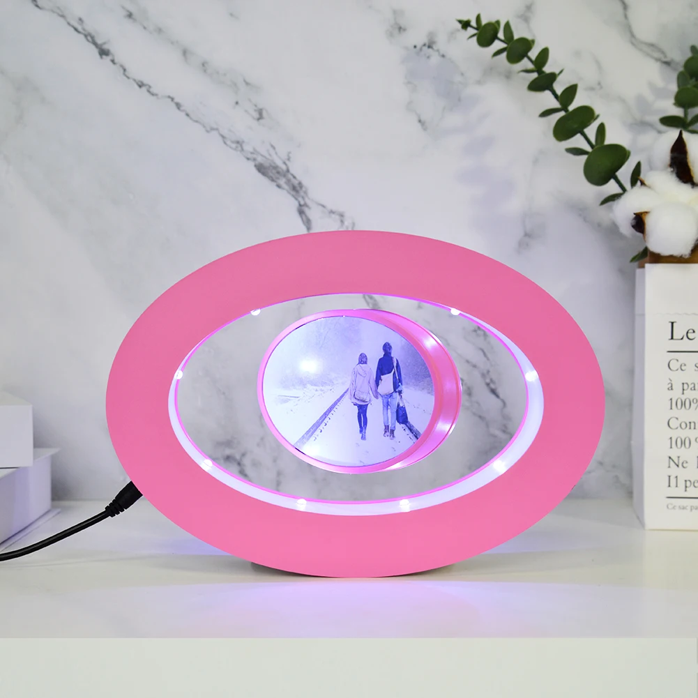 Hot Selling Acrylic Oval Floating Magnetic Photo Frame to Put Photos for Birthday Gifts