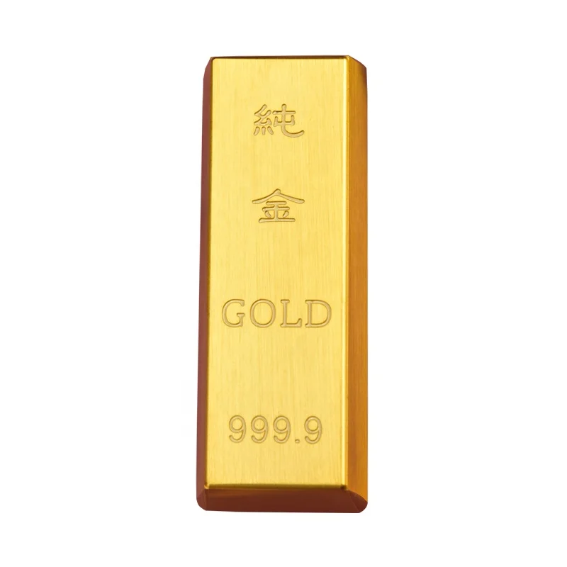 Wholesale Brass Simulation 999 Gold Bar Metal Handicraft Gifts Solid Props Gold Plated Bullion Copper Gold Bar