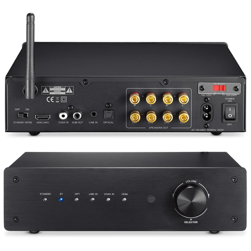 Hot Selling 200w RMS Multi Channel Audio Amplifier Sound Equipment Supplier Music Home Wireless Digital Power Amplifiers