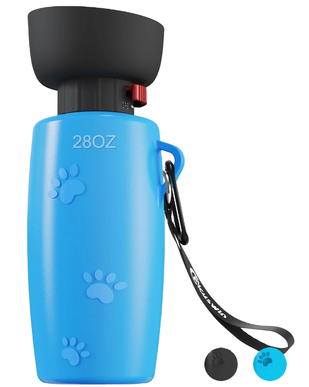 Dog Water Bottle 28 oz Leak Proof Portable Pet Water Bottles for Dogs Multifunction Design with Bowl Cap Food Grade Silicone