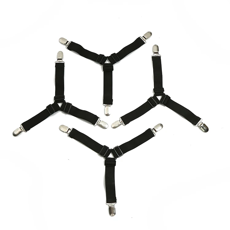 Elastic Bed Sheet Clip Fasteners, Garter Mattress Cover Blankets Straps Holder Gripper Clip Fixing Slip-Resistant Belt