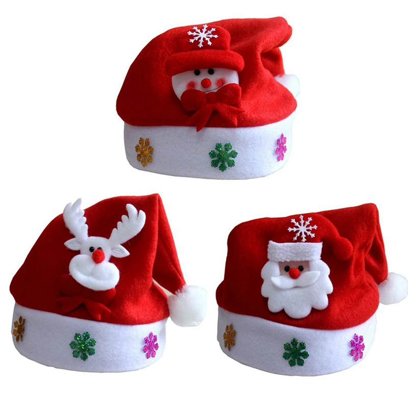 
New Year Navidad Merry Christmas Hat Light Up LED Cap Thick Plush Warm Hat bonnet de noel for Kids Children Adult Xmas Gift 2021 