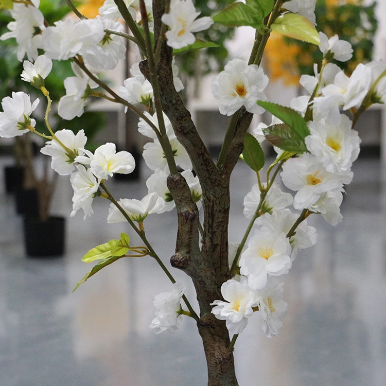 Interior white color 4ft 120cm white flower cherry tree