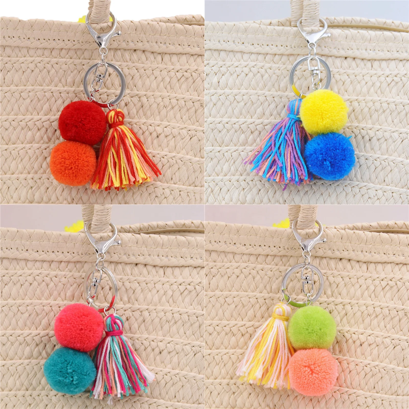 Moyamiya handbag hangs pompom tassel Bohemian car hang keychains Chinese online markets