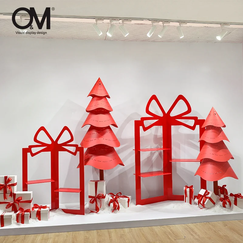 O&M Display Design Store Display Showcase Retail Christmas Decorations Stores Window Display Props Shop Window Decoration