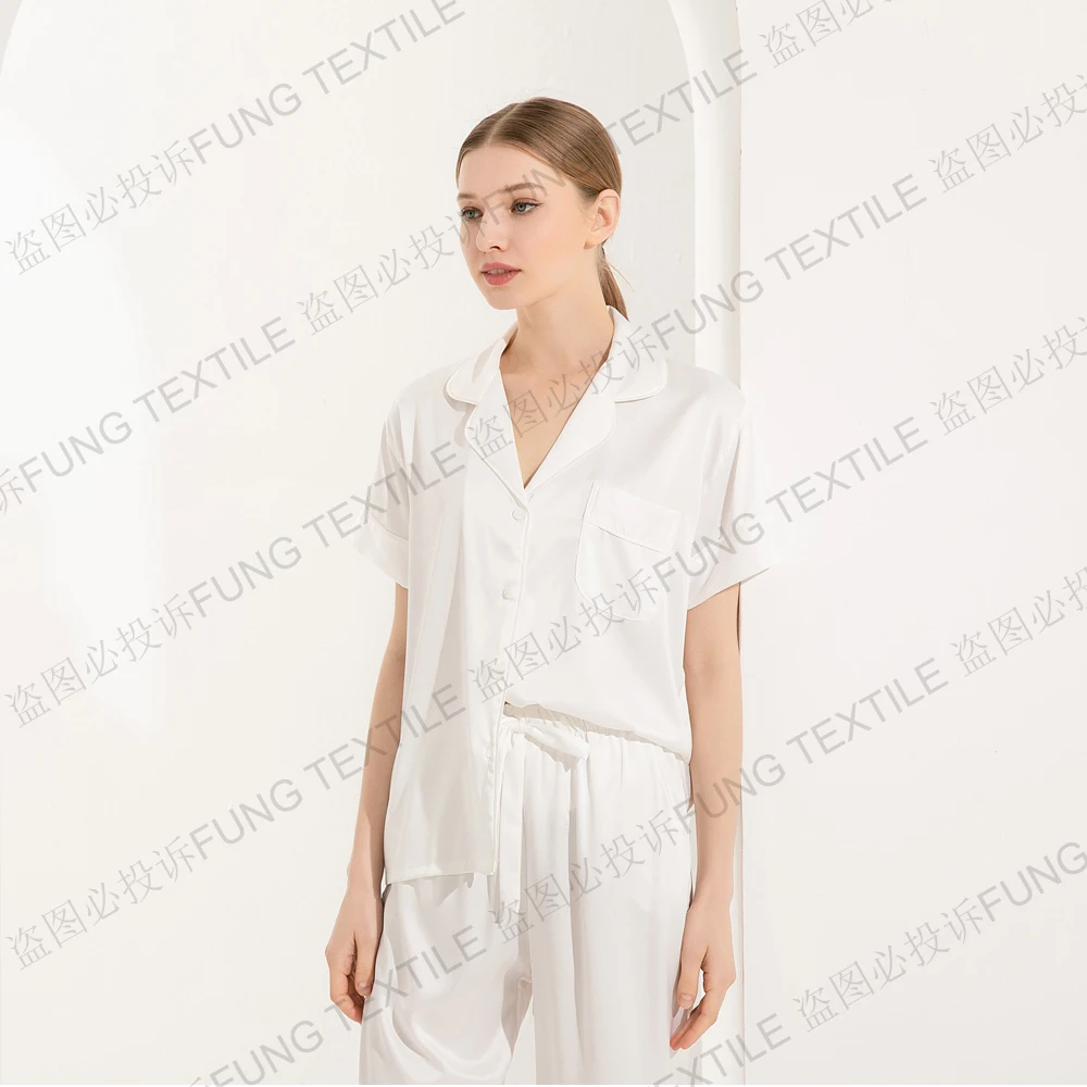 6028 атласная Шелковая пижама с коротким рукавом