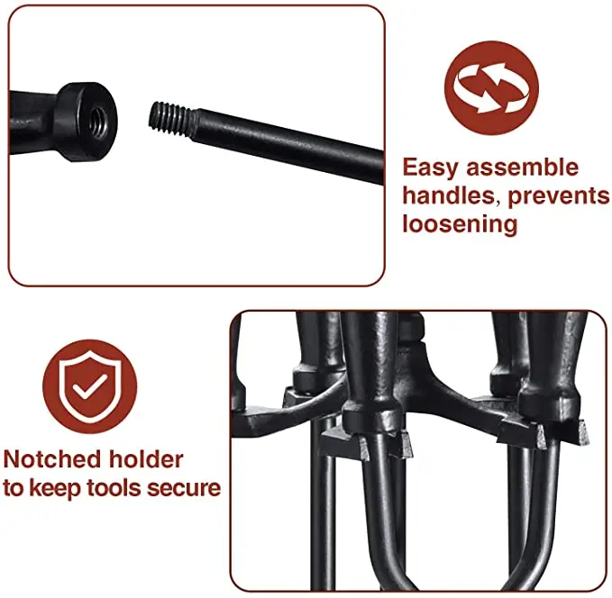 Good quality stainless steel handle fireplace stove accessories tool  5 pieces  fireplace tools set