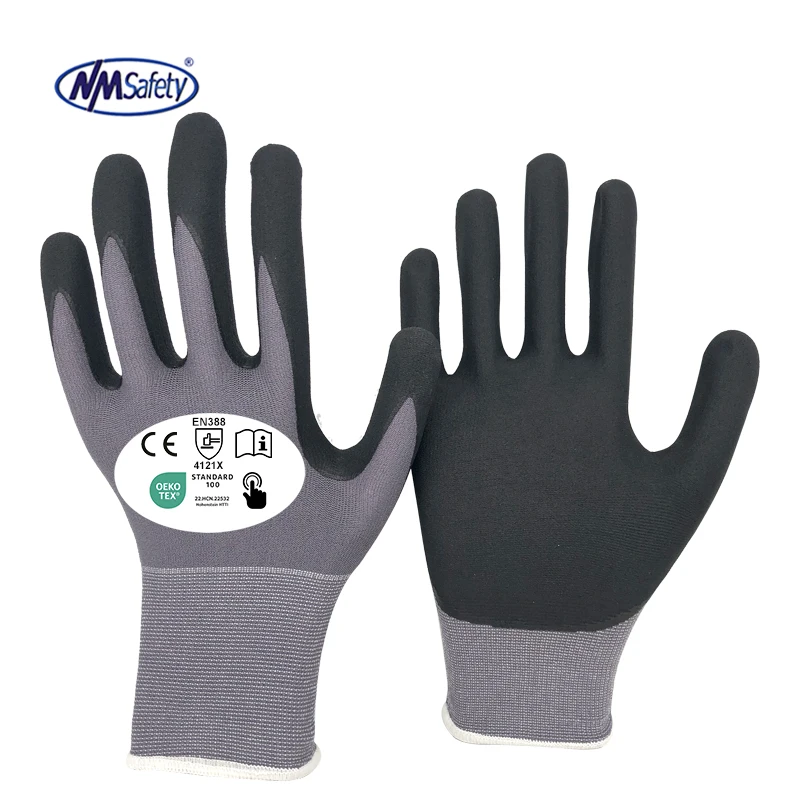 NMsafety безопасные Промышленные строительные перчатки для защиты рук садовые рабочие с покрытием из пенопласта нитриловым Guantes de Nitrilo