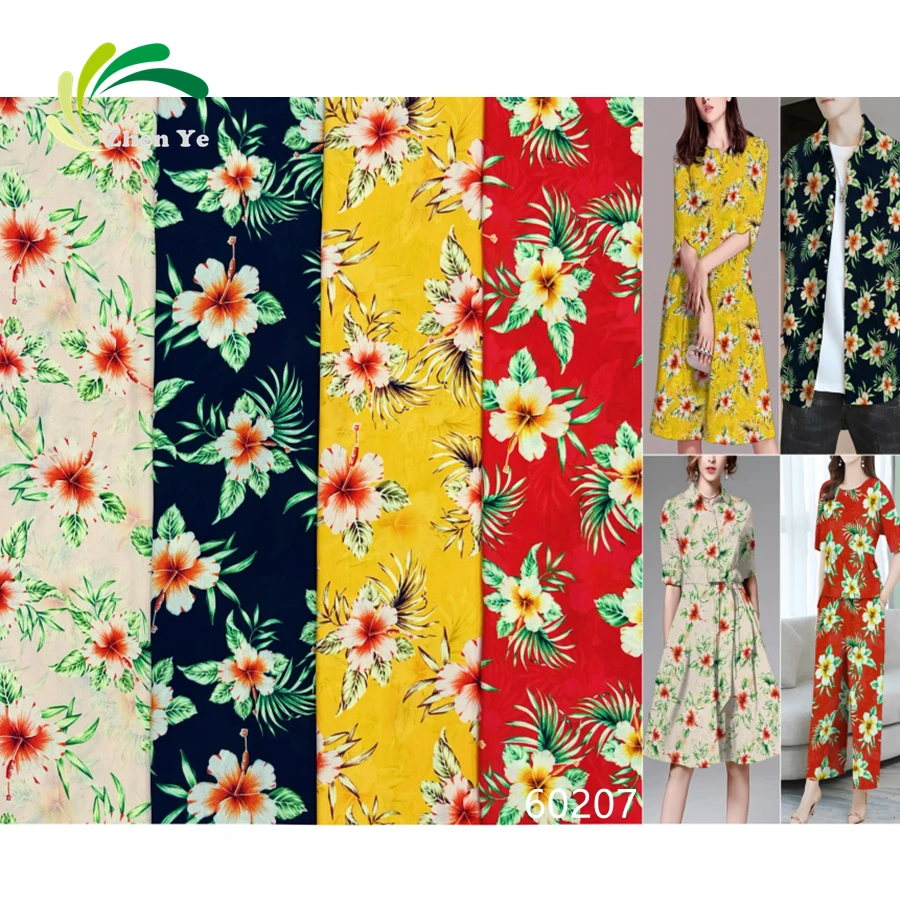 Vintage Style Village Floral Printed 45S Spun Rayon Fabric For Dress Garment