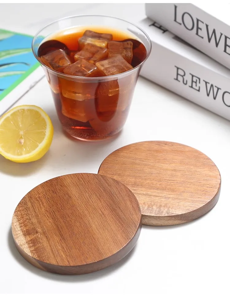 Acacia Beech Thermal Insulation Mat Teacup Mat Mark Mat Solid Wood Coaster Can Be Customized Logo Round Wood Cup Sustainable