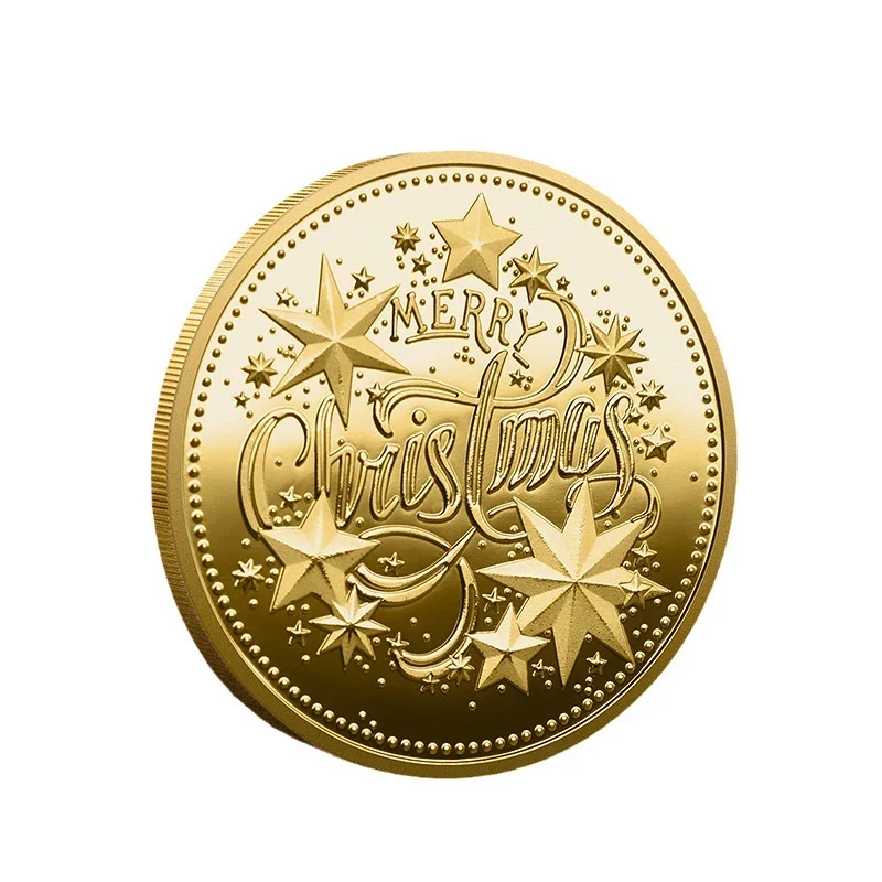 Merry Christmas Happy New Year Commemorative Coins Santa Claus Wishing Coin Souvenirs Coin