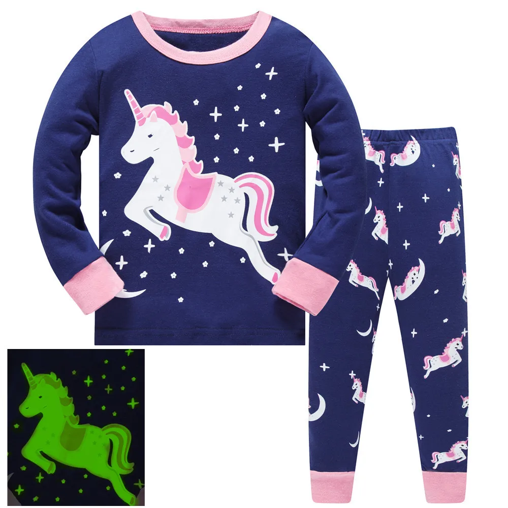 Glow In The Dark Kids Pajamas Set For Boys Sleepwear Children Pirate Dinosaur Nightwear Toddler Christmas Costume