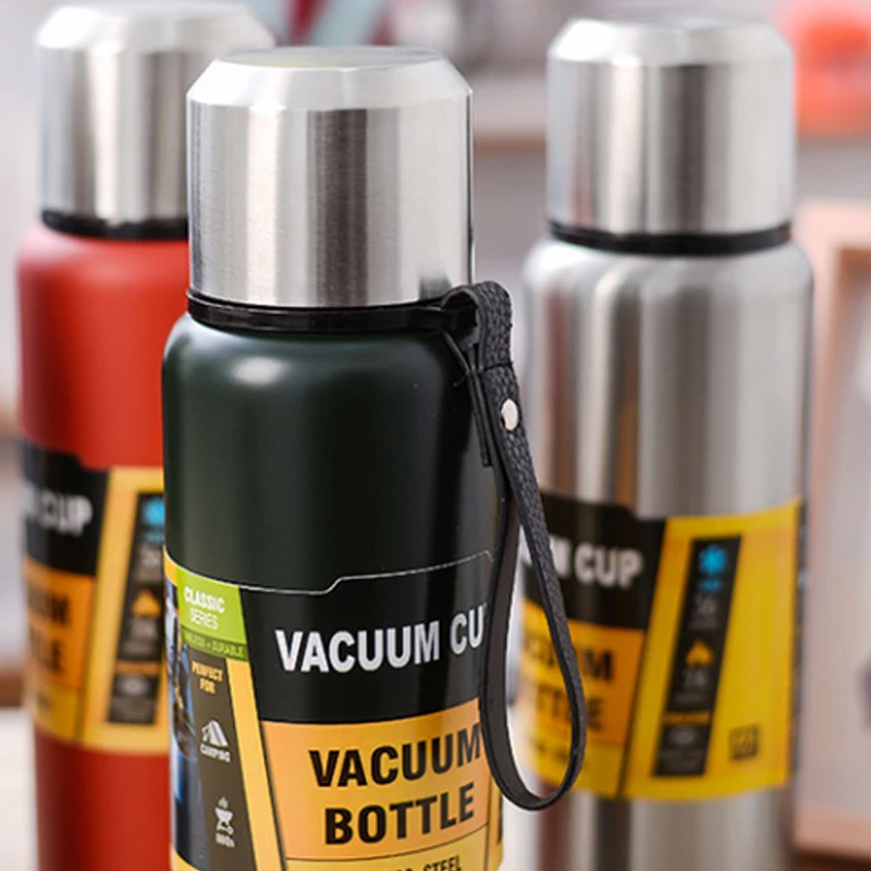 Custom logo 1000ml large capacity blank  304  stainless steel tea thermos vacuum flask with lid