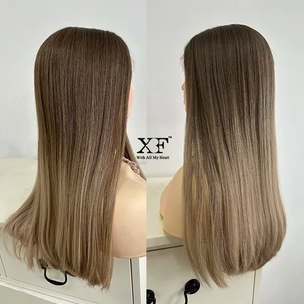 New Arrival Popular Two Tone Color Jewish Lace Top Wigs 100% Human Hair Ombre Hair Kosher Wigs