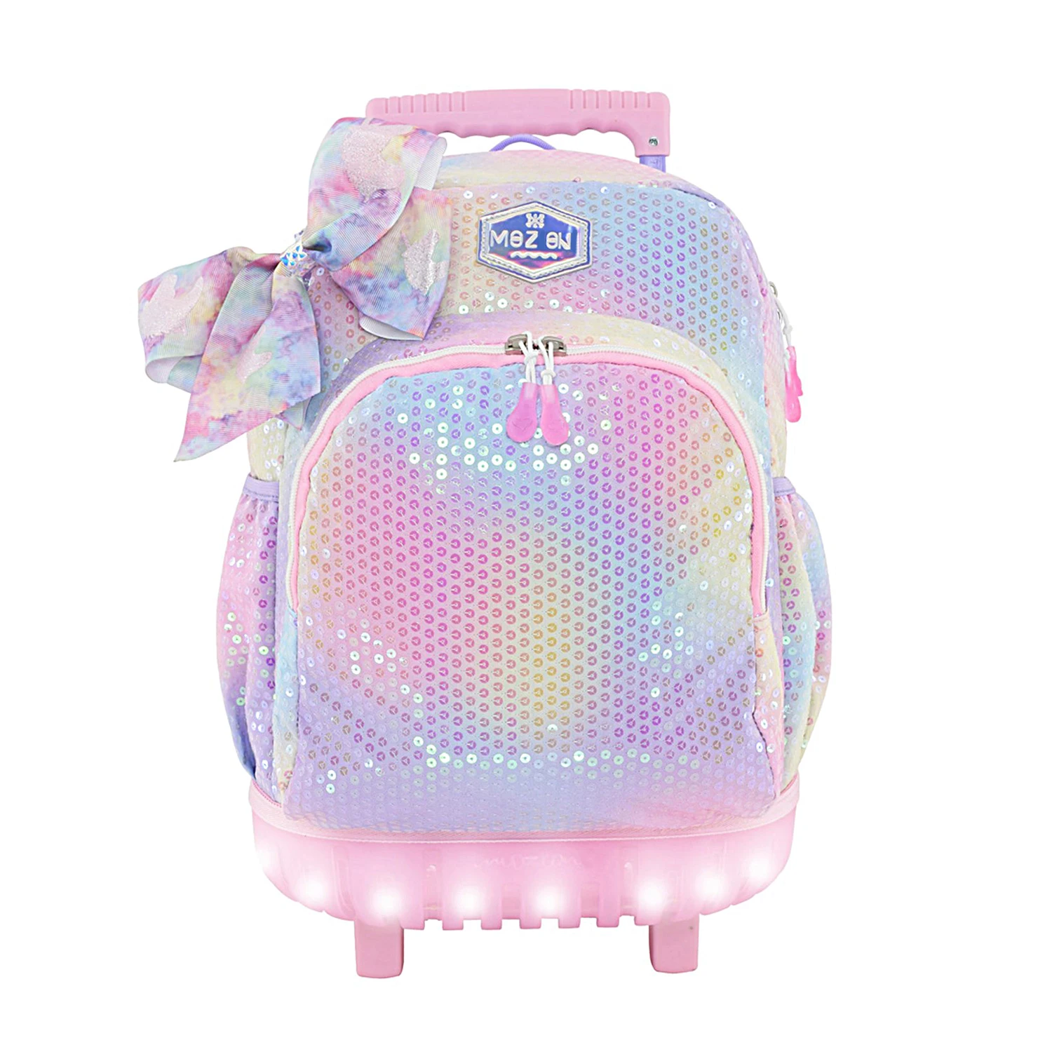 Чемодан детский ручной со светодиодной подсветкой, рюкзак на колесиках 18 дюймов с блестками для девочек, школьная сумка-тележка, сумки для подростков, модный чемодан для повседневной жизни