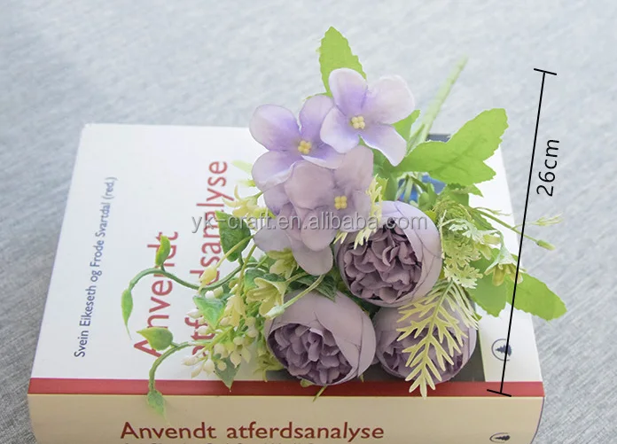 Wholesale Artificial Silk Roses Flowers 5 Branches With 3 Rosa Flower Ball Flax Rose Bouquet Flower Garland