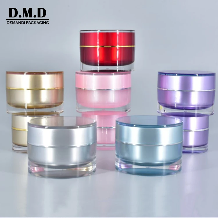 30ml 5grams 5ml 15 ml 1oz round silver red empty acrylic cosmetic gold container cream jar